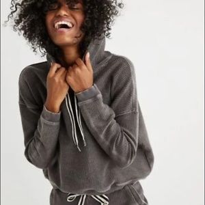 AERIE new love corded hoodie in gray sz small